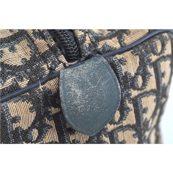 Authentic Christian Dior Trotter Hand Boston Bag Purse Canvas Leather Blue J9550 - Picture 5 of 16